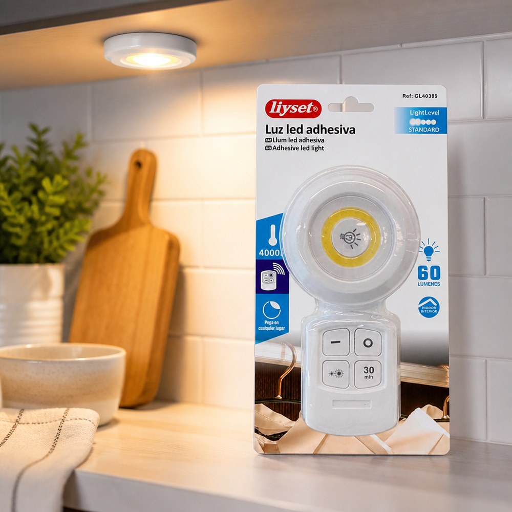 LED-Klebeleuchte 60 Lumen | 4000K | Fernbedienung und 30-Minuten-Timer