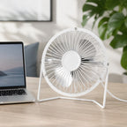 Mini USB Tischventilator Weiß | 4 Aluminiumflügel | 180° drehbar