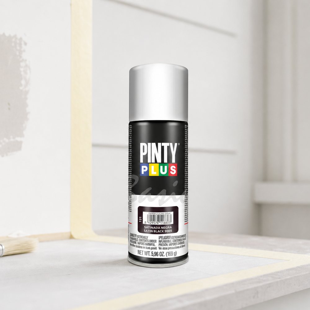 Sprühfarbe Schwarz Seidenmatt Pintyplus Basic | 270 ml | Innen und Außen | Holz Metall Kunststoff