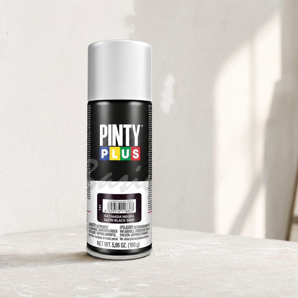 Sprühfarbe Schwarz Seidenmatt Pintyplus Basic | 270 ml | Innen und Außen | Holz Metall Kunststoff