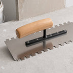 Stainless steel double-notched trowel