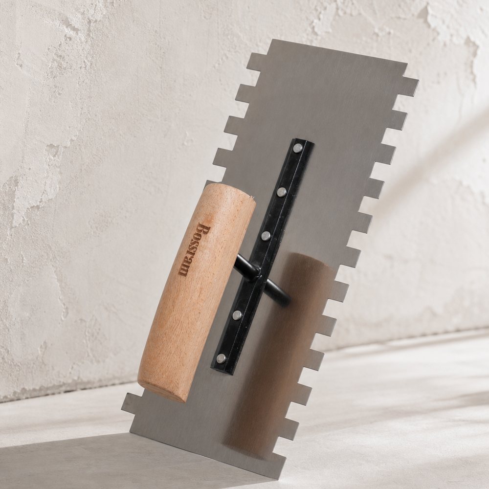 Stainless steel double-notched trowel